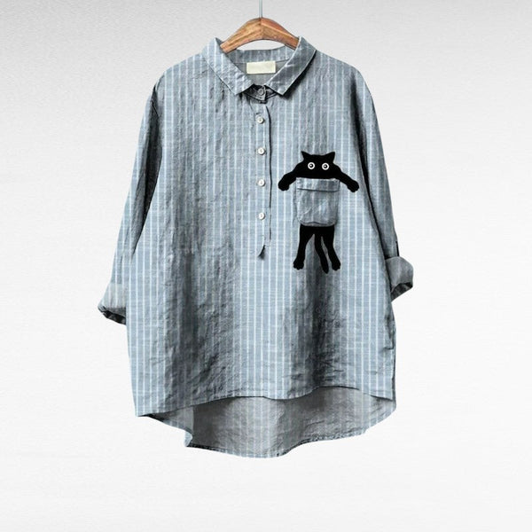 Elegante zomerblouse met fijne kunstprint en flatteuze pasvorm voor dames