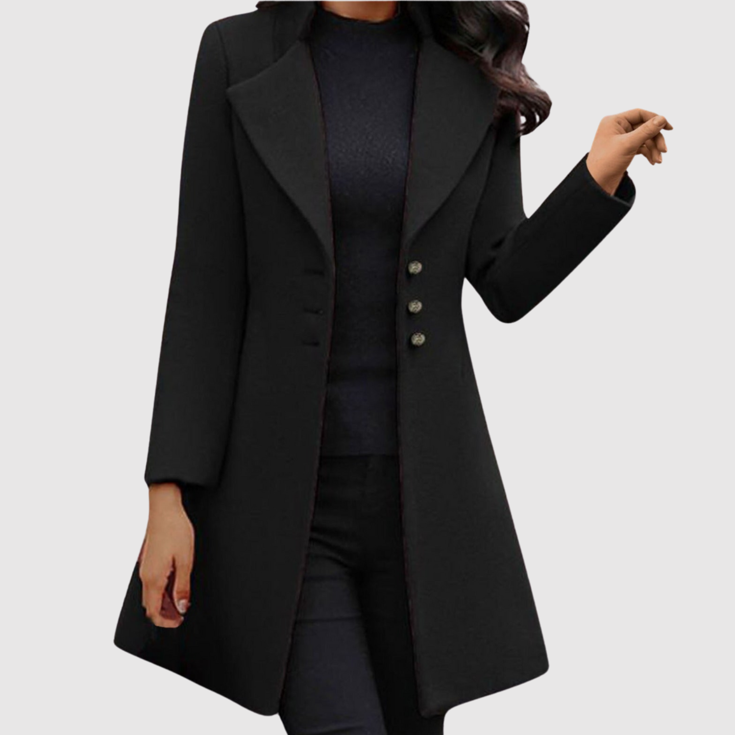 Elegante damesjas met klassieke knopen en getailleerd silhouet in effen kleur