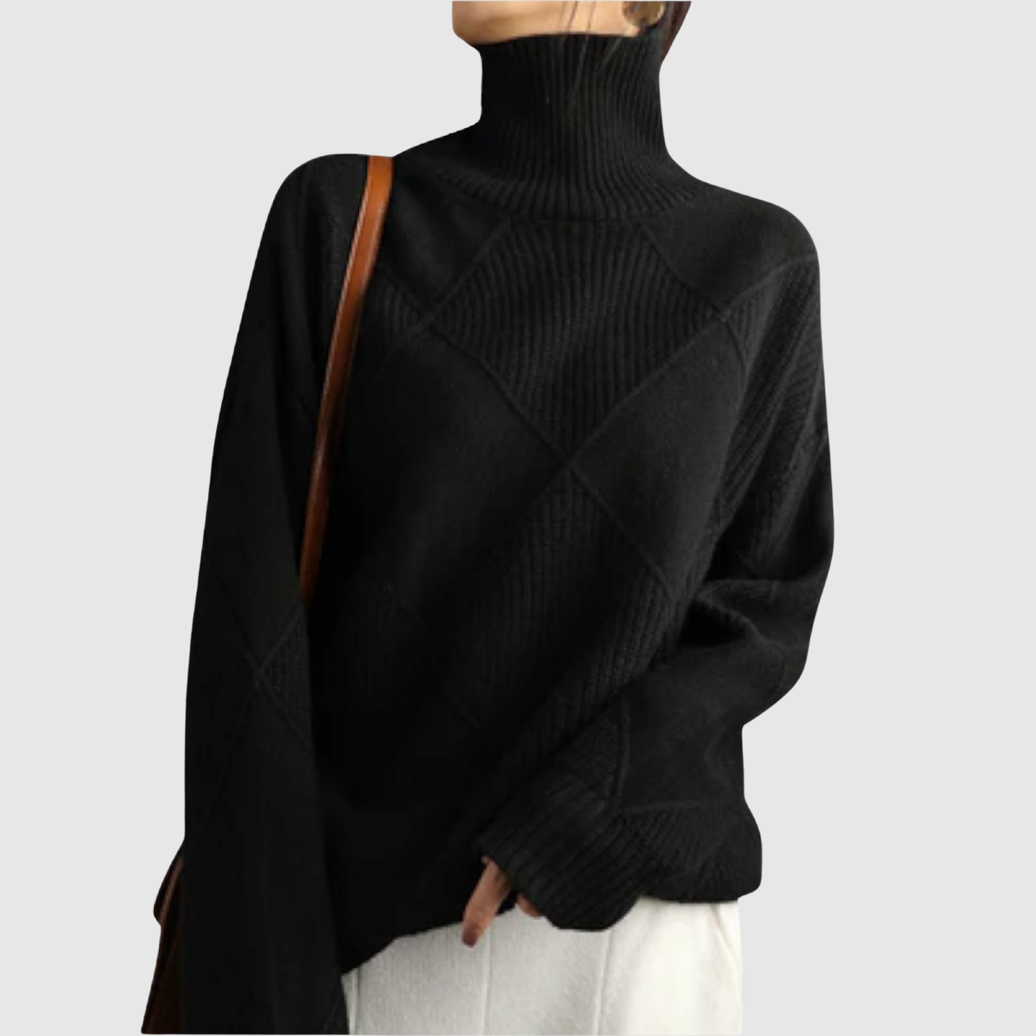 Gebreide trui met strak geometrisch patroon in contrastkleuren voor dames