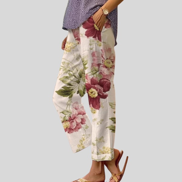 Casual damesbroek in effen kleur met zachte elastische taille, soepele val en diepe zakken