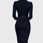 Elegante maxi jurk met verstelbare ceintuur en verfijnde mandarinekraag voor dames