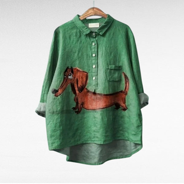 Elegante zomerblouse met artistieke print en flatteuze snit voor dames