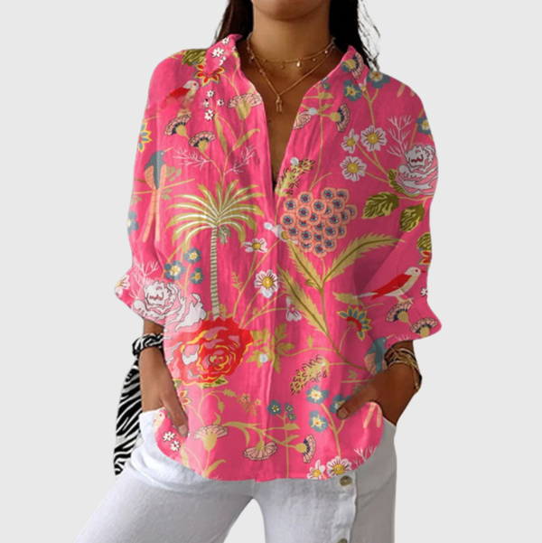 Luchtige dames blouse met kleurrijke print, licht van gewicht en ademend om te layeren