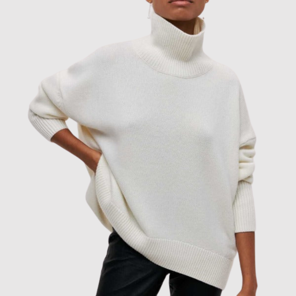 Oversized coltrui van zachte effen breistof met ruime hoge col voor dames