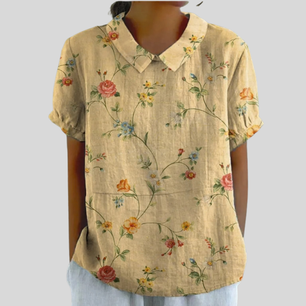 Zachte dames top met bloemenprint en elegante lijn, comfortabel voor de hele dag