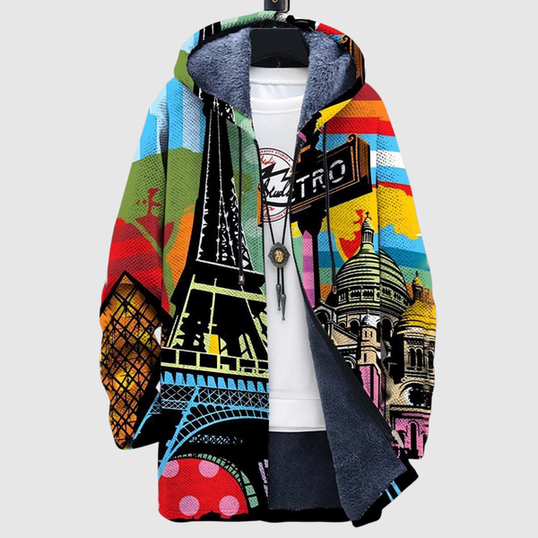 Hoodie met stadsprint in Parijse stijl met daken en ramen op de voorkant