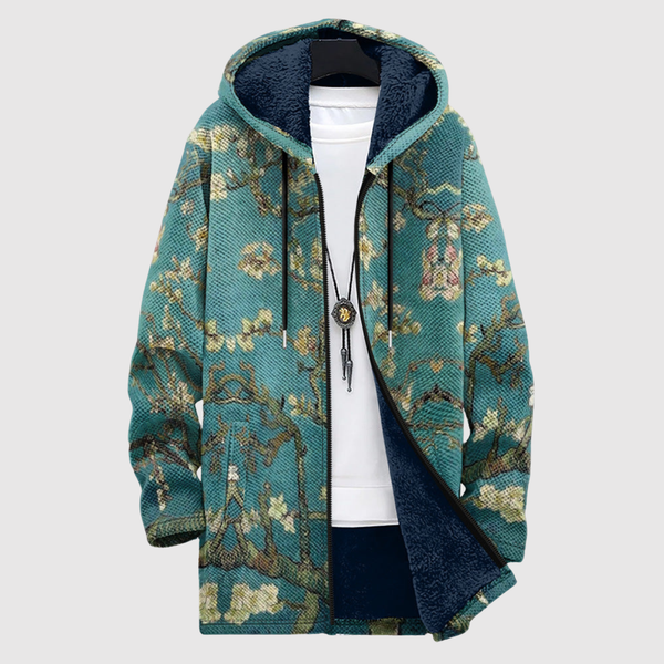 Sweater met kleurenprint in vintage stijl met vervaagde tinten en zachte fleece binnenkant