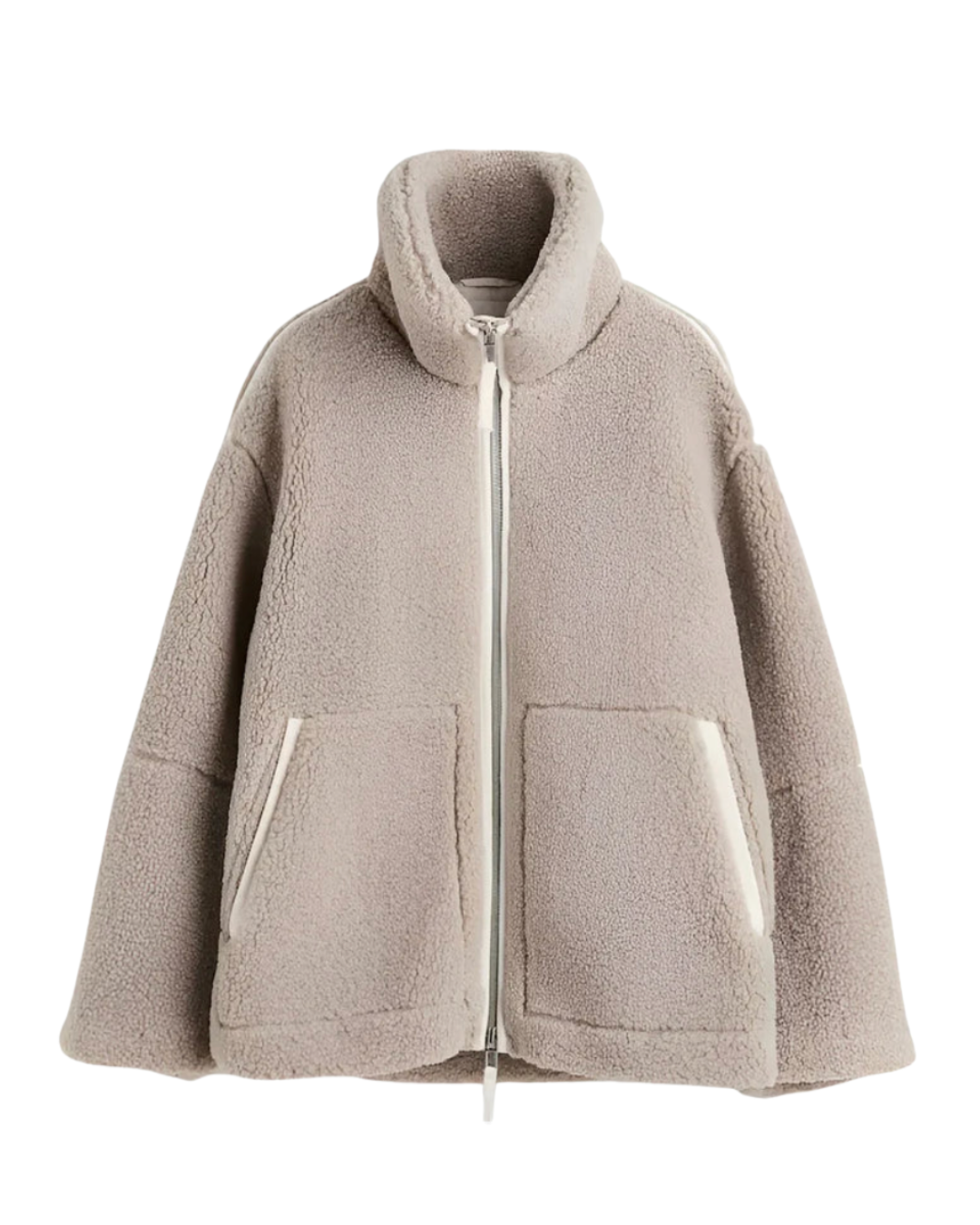 Zachte warme winterjas met capuchon, rits en ruime zakken in effen fleece voor dames