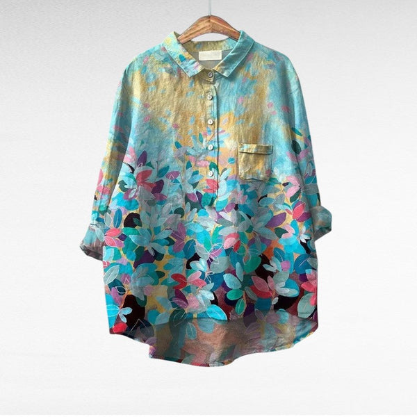 Luchtige zomerblouse met flatteuze pasvorm en fijne print voor dames