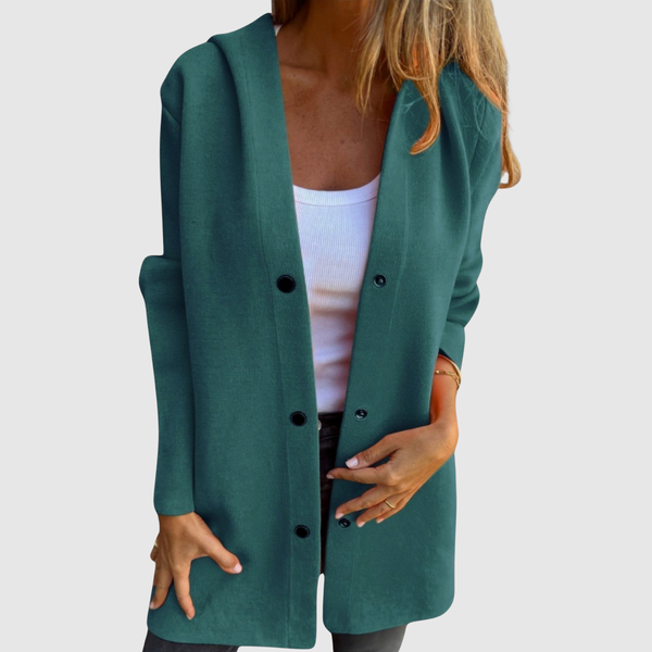 Hanneke dames licht jasje met gebreide look en knopen