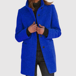 Stijlvolle bouclé jas met capuchon en klassiek silhouet in zachte wollige stof voor dames