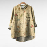 Ademende zomerblouse met kunstzinnige print en lange mouwen voor dames