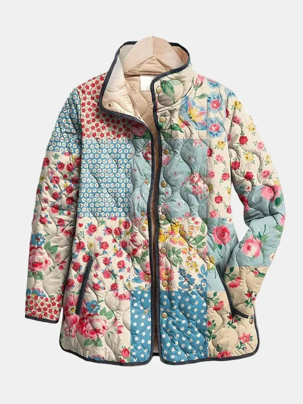 Zara dames gewatteerd patchworkjasje met bloemen