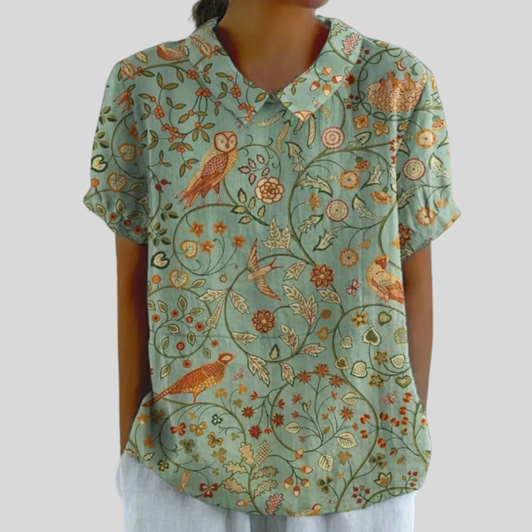 Comfortabele top met bloemenprint van ademende stof met een ruime snit voor dames