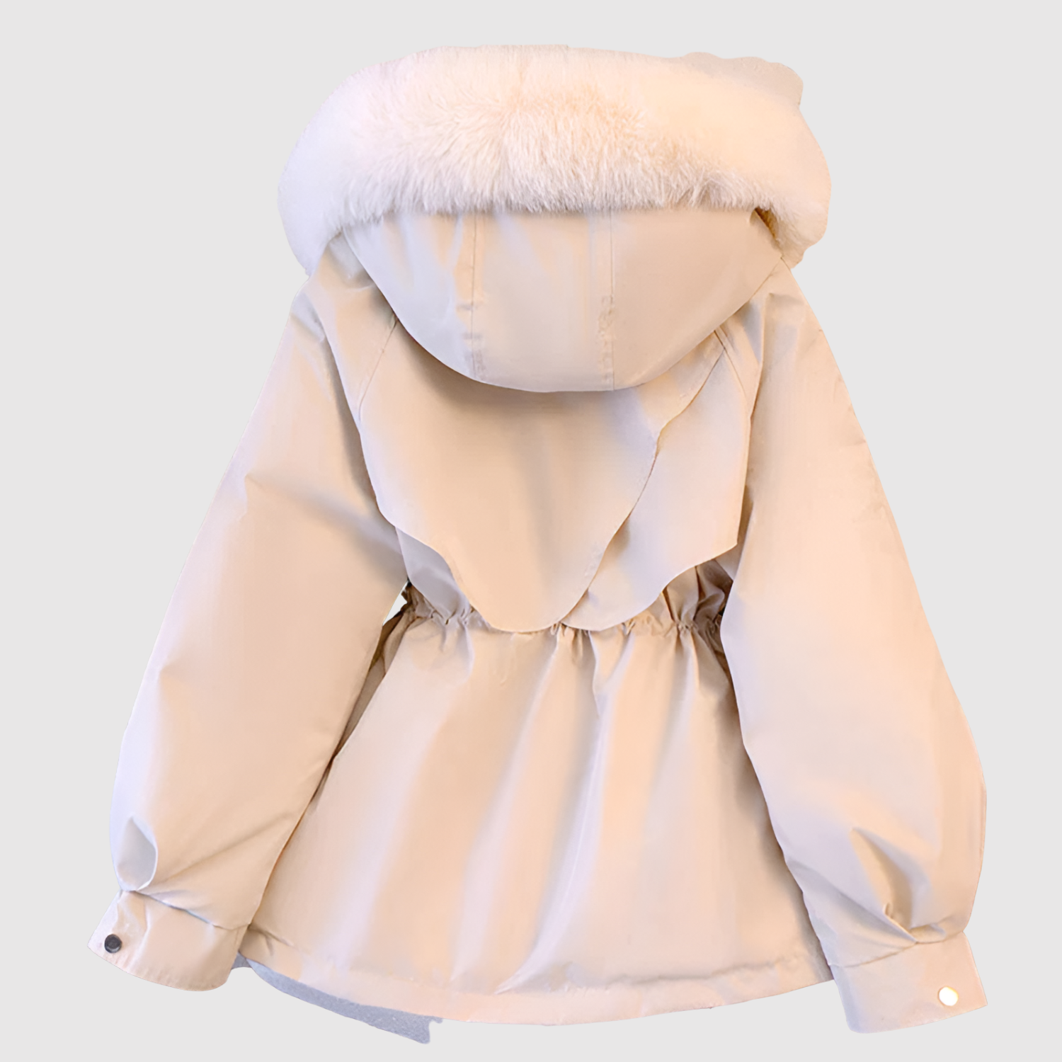 Lange winterparka met gewatteerde capuchon en diepe zakken in effen donkere kleur voor dames