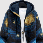 Dames hoodie met sterrenhemelprint in diepe blauwe en zwarte tinten