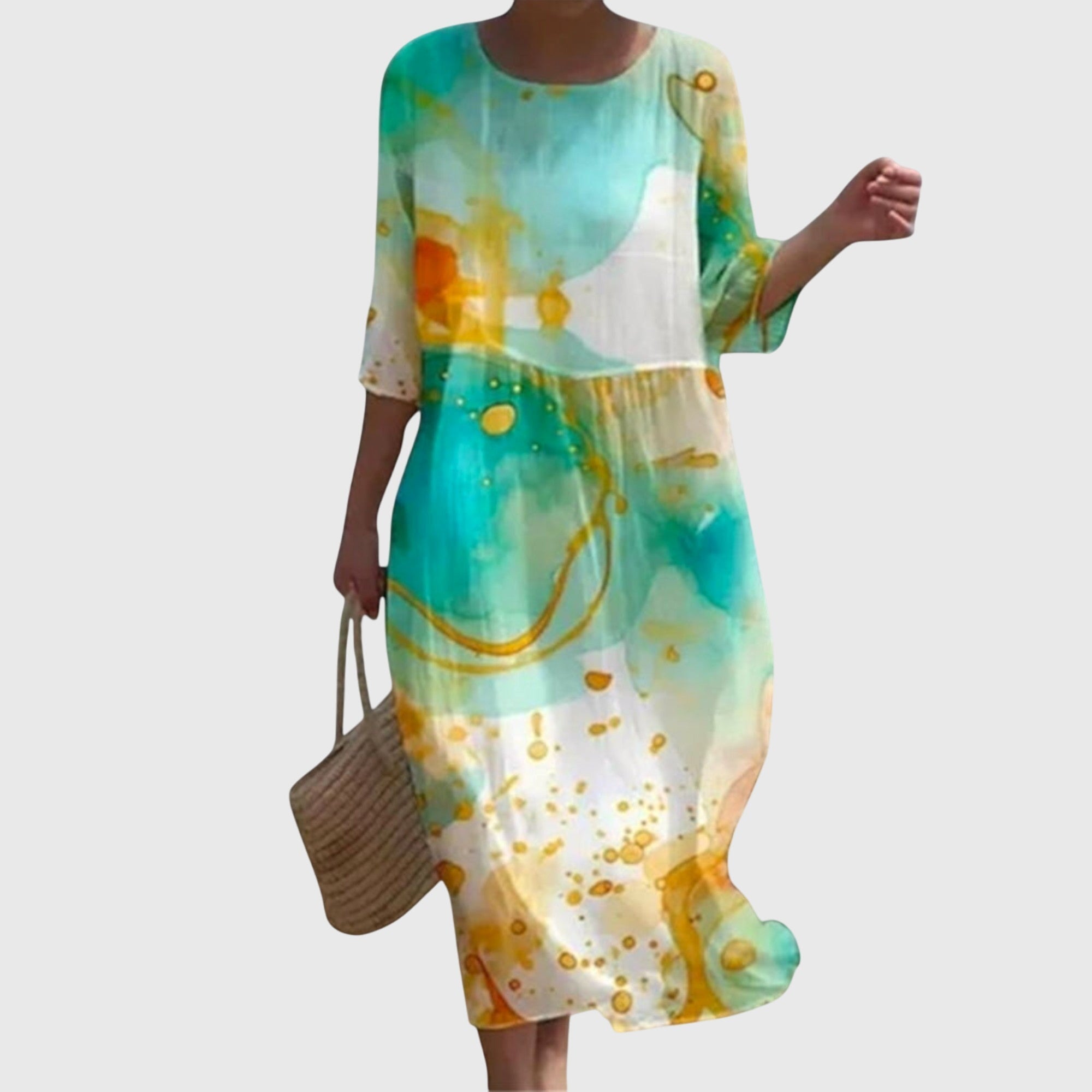 Elegante maxi jurk met fijne bloemenprint en vloeiende rok voor dames