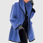 Oversized damesjas met zwarte contrasterende randen en ruime comfortabele snit