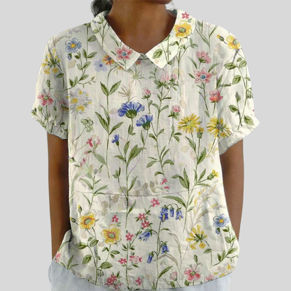 Dames top met bloemenprint van zachte stof met losse val voor de hele dag