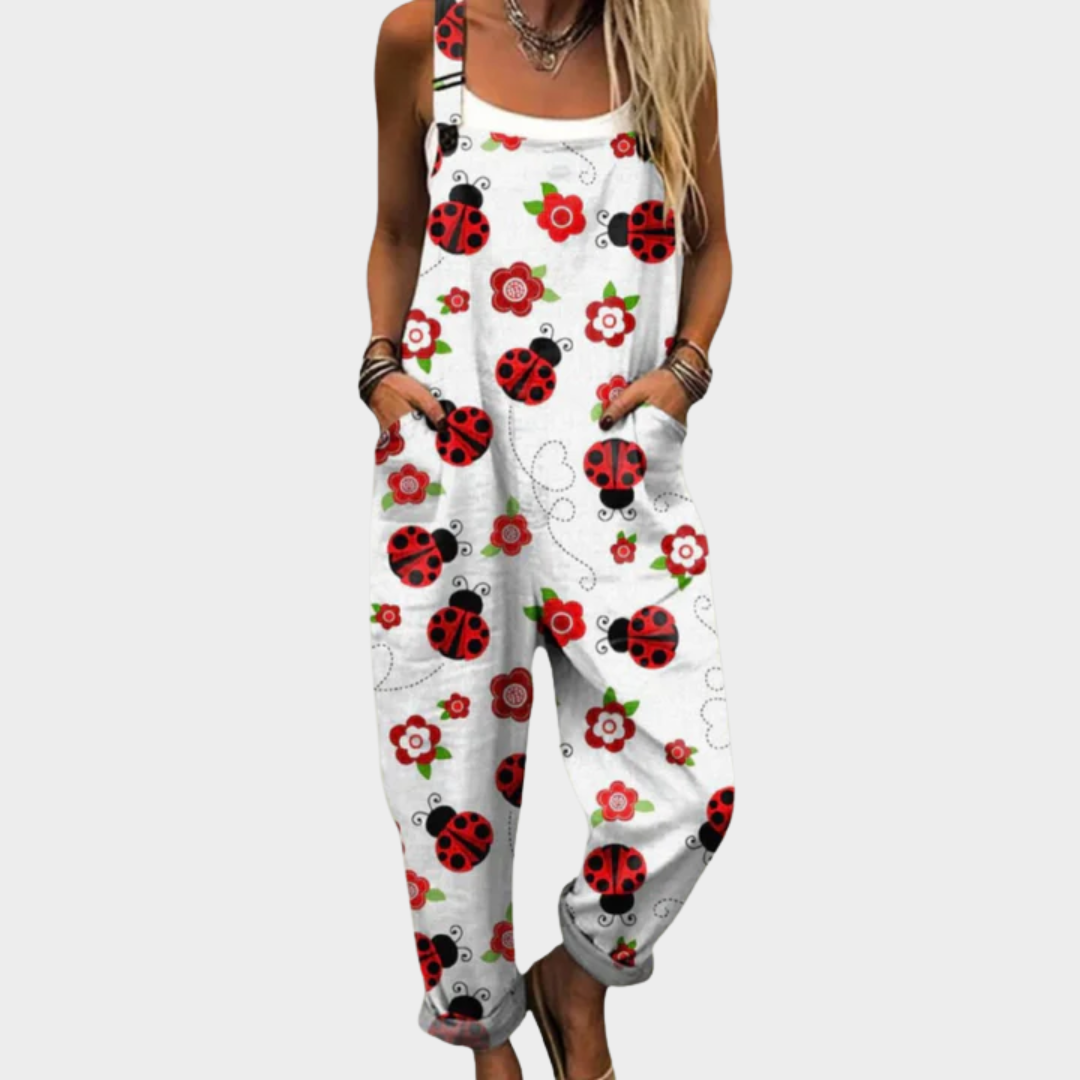 Dames tuinbroek met bloemenprint voor dagelijks gebruik, soepele val en ruime snit