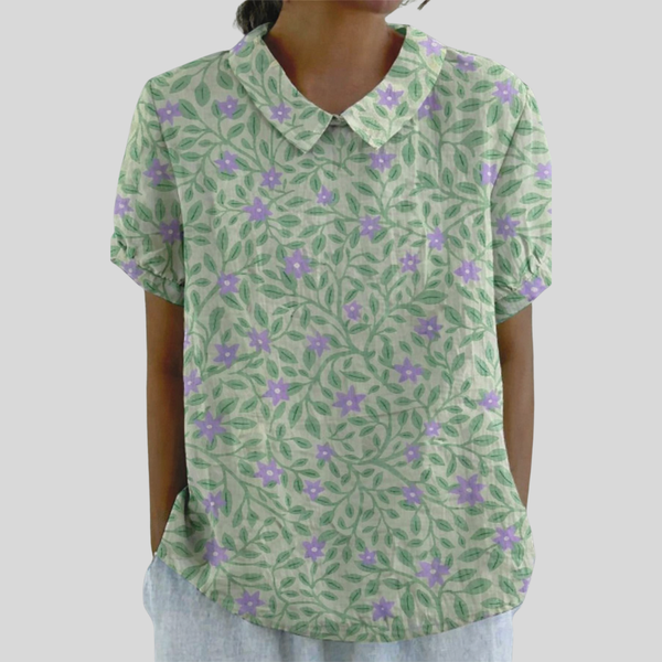 Dames top met bloemenprint en ruime pasvorm, gemaakt van luchtige ademende stof