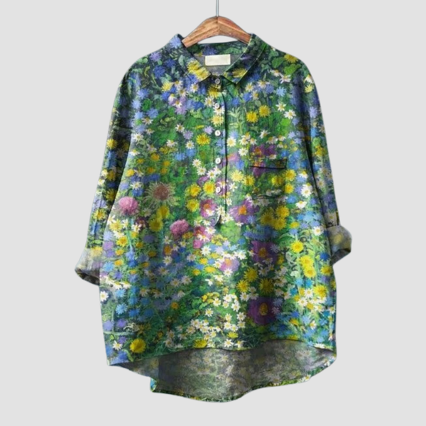Klassieke zomerblouse voor dames, te dragen bij pantalon of spijkerbroek