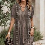 Elegante boho tuniekjurk met bohemien print, korte mouwen en ontspannen pasvorm