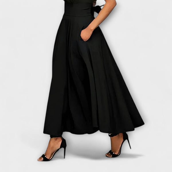 Elegante lange maxirok voor dames in zwart, grijs of rood met soepel vallende lijn