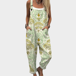 Ruimvallende dames jumpsuit met bloemenprint en wijde pijpen in lichte stof