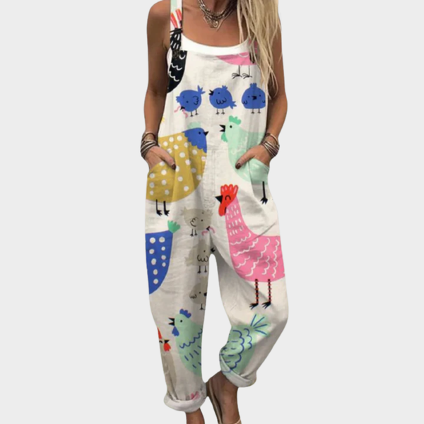 Casual dames jumpsuit met bloemenprint, lichte stof en wijde pijpen