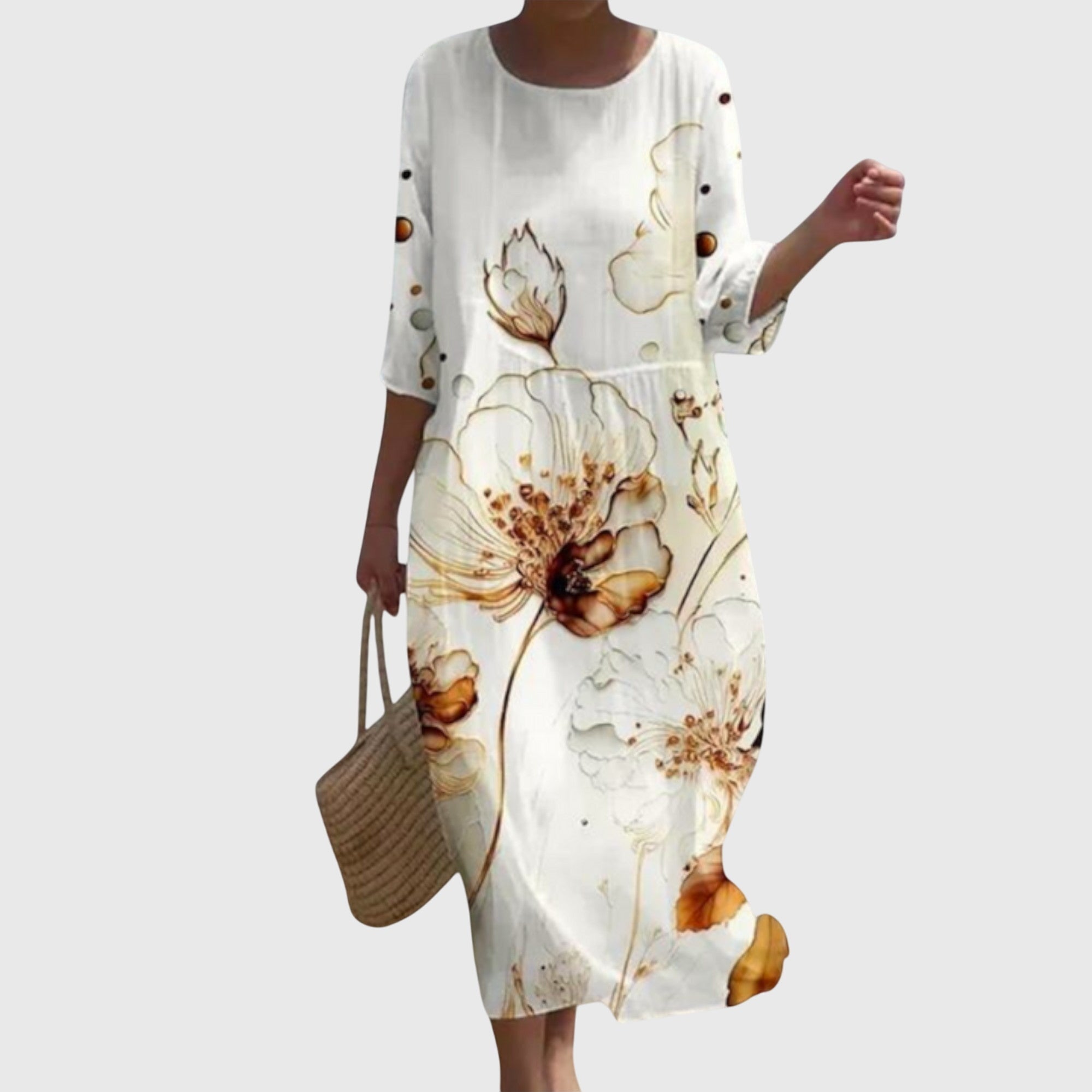 Elegante maxi jurk met fijne bloemenprint en vloeiende rok voor dames