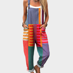 Comfortabele dames jumpsuit met bloemenprint, wijde pijpen en verstelbare bandjes