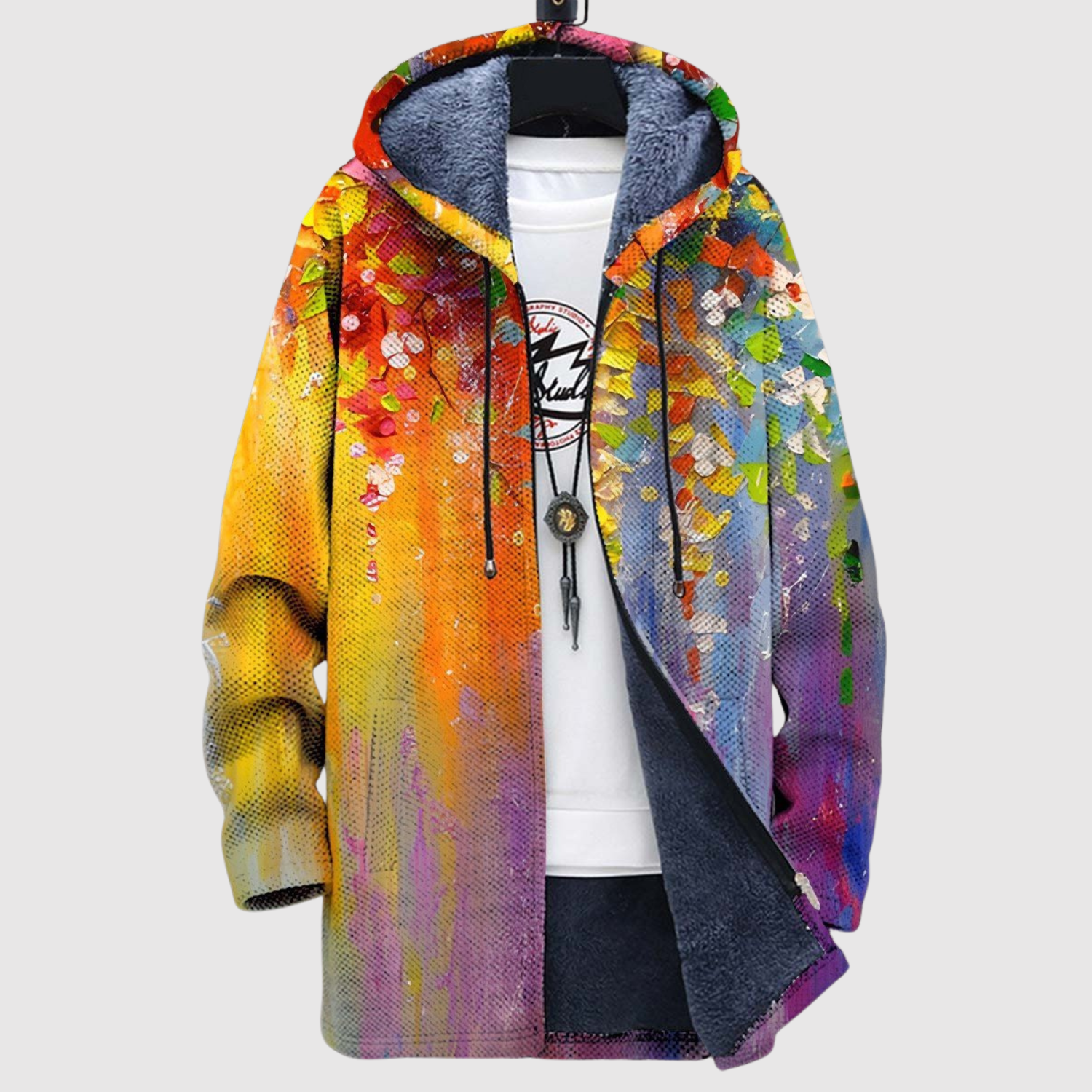 Dames sweater met kleurrijke regenboogprint en zichtbare penseelstreken