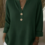 Nelleke dames top met structuur en henley-knoopsluiting