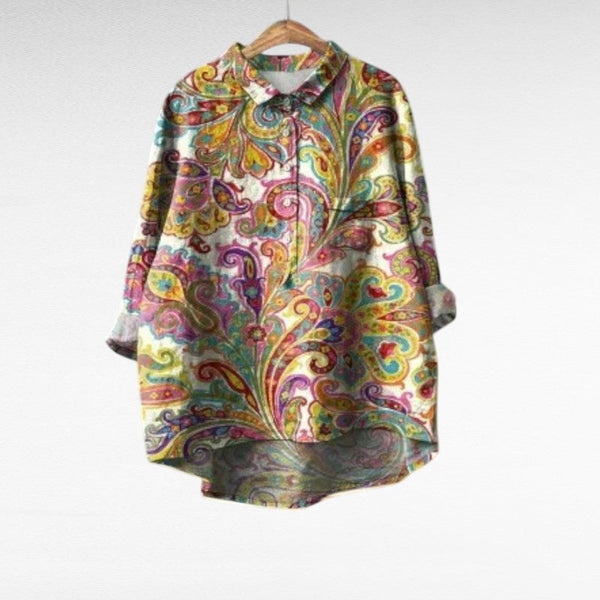 Elegante zomerblouse met kunstprint en flatteuze pasvorm voor dames