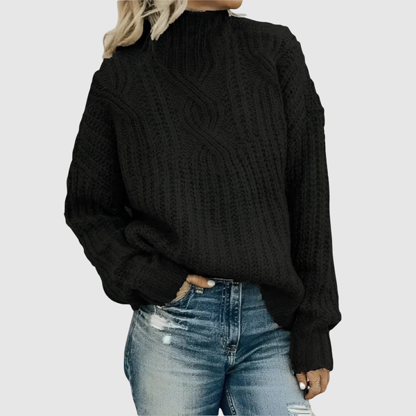 Oversized coltrui met ruime pasvorm en hoge col in zachte breistof voor dames