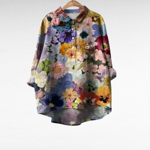 Elegante dames blouse met verfijnde print en lange mouwen in lichte ademende stof