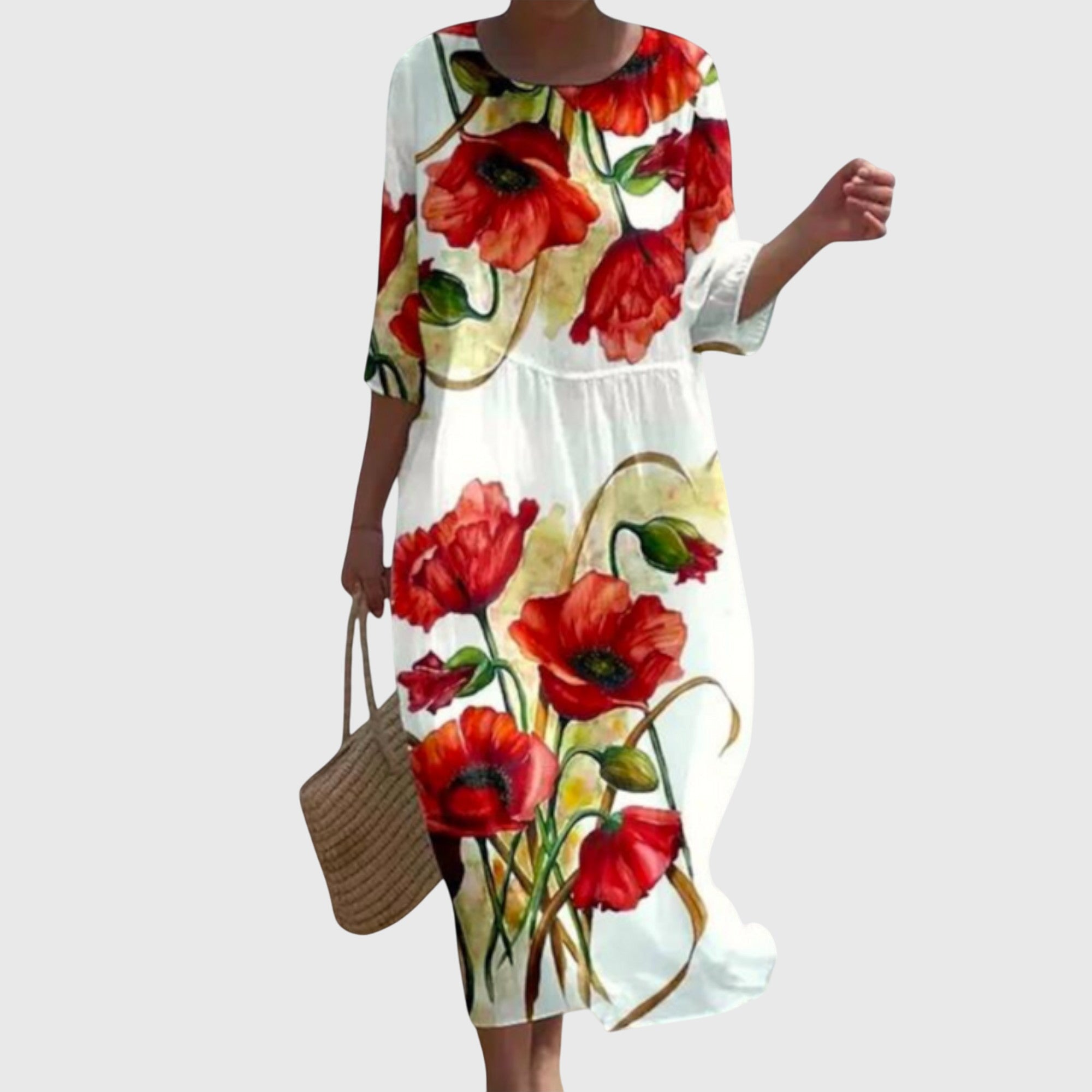 Elegante maxi jurk met fijne bloemenprint en vloeiende rok voor dames