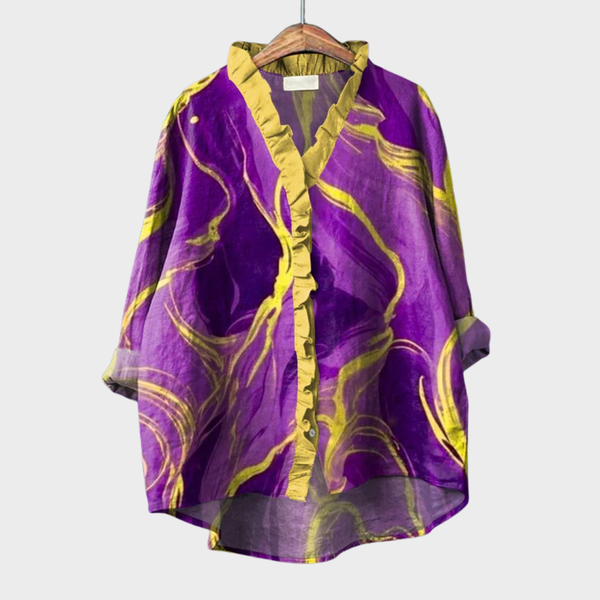 Soepele zomerblouse met kunstzinnige print en lange mouwen voor dames