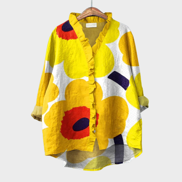 Elegante zomerblouse met artistieke print en lichte, luchtige stof voor dames