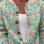 Nicole dames gebreid vest met pastelbloemen