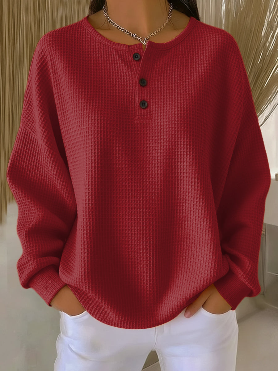 Maaike henley-sweater met structuur