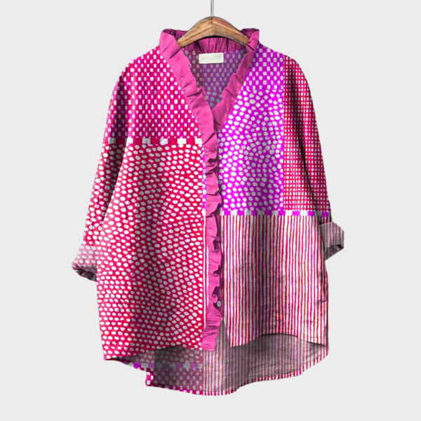 Elegante zomerblouse met verfijnde kunstprint en soepele val voor dames