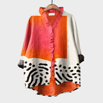 Luchtige dames blouse voor warme dagen met verfijnde print en lange mouwen