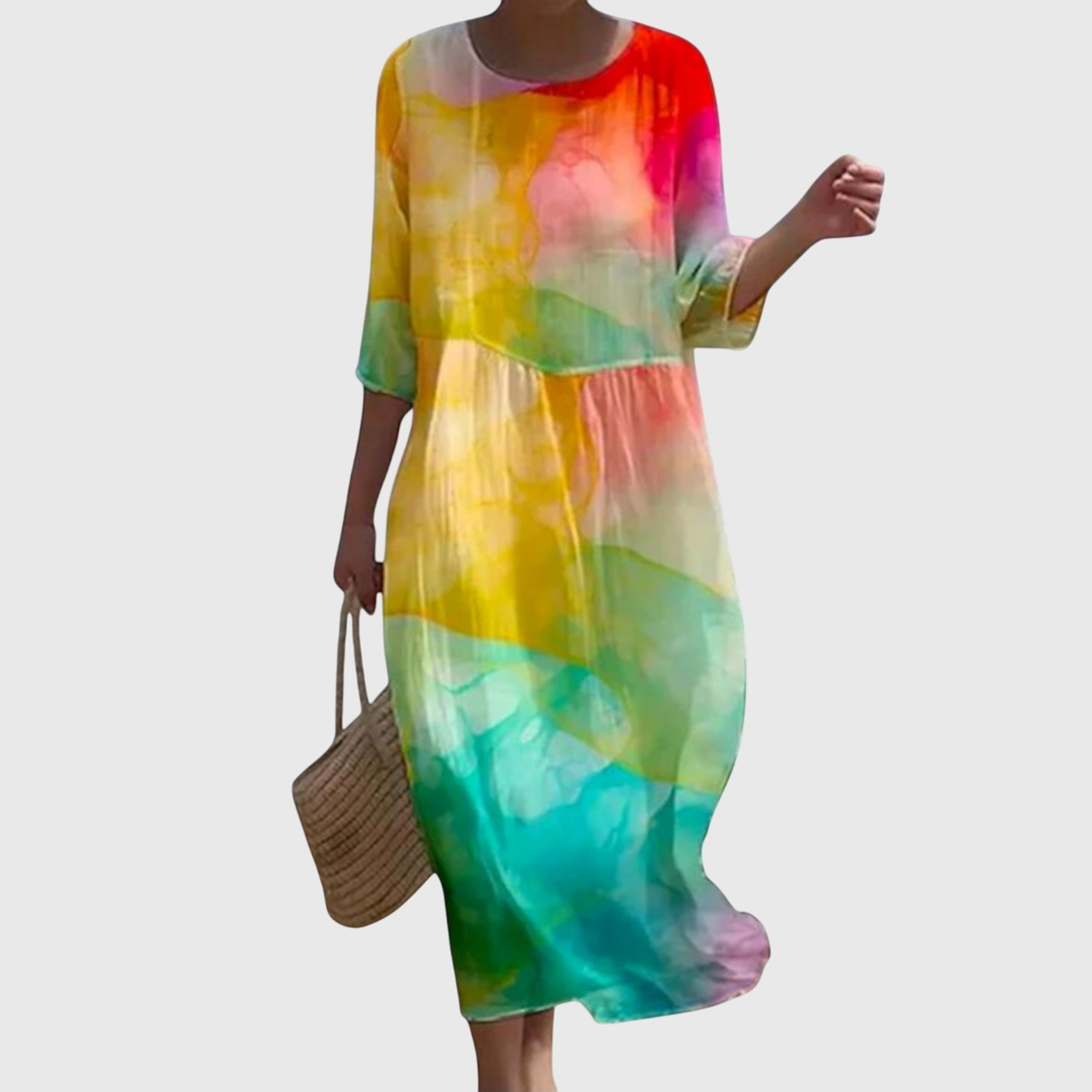 Elegante maxi jurk met fijne bloemenprint en vloeiende rok voor dames