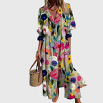 Elegante boheemse jurk met vloeiende val en delicate print voor dames