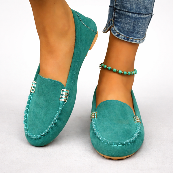 Elegante dames ballerina mocassins met vlakke zool en sierlijke afwerking in effen kleur