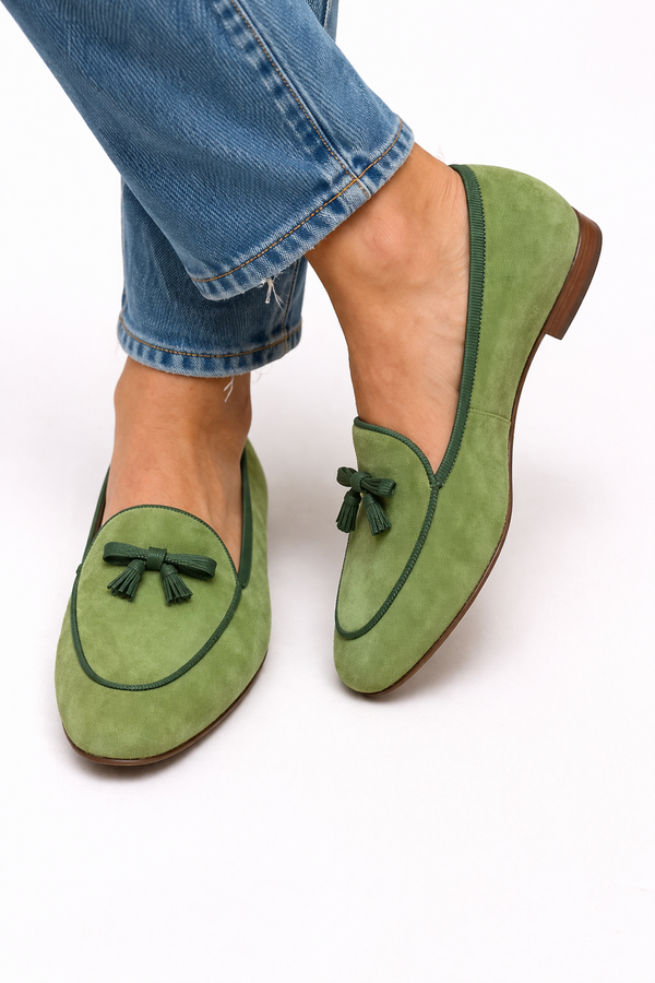 Elegante platte dames instappers met strik, handgemaakt en comfortabel om te dragen