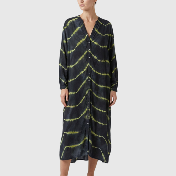Gestreepte boho maxi jurk voor dames met diepe V-hals en vloeiende rok