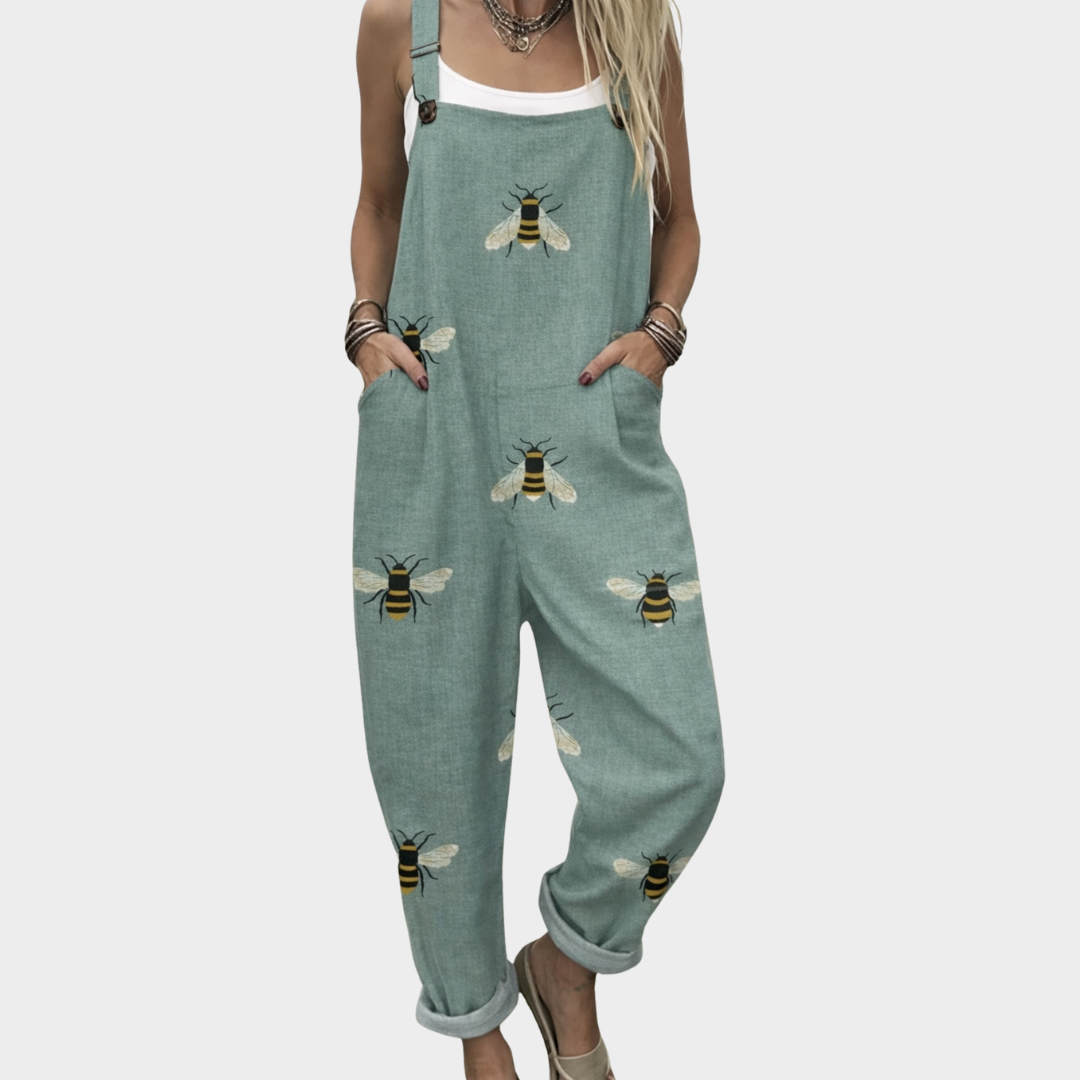 Comfortabele jumpsuit met bloemenprint, zachte ademende stof en flatterende pasvorm